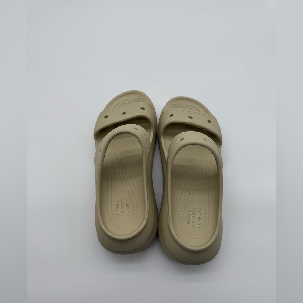Crocs Classic Crush Platform Sandals Bone Color Sz. W 9 / M 7 - Picture 10 of 15